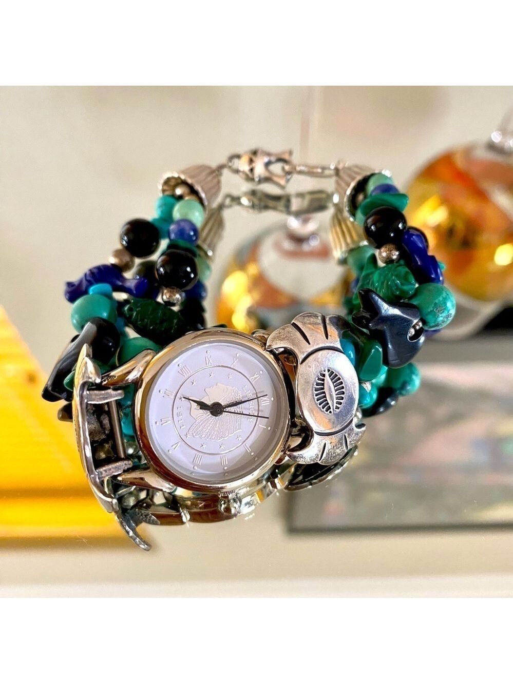 Navajo Sterling Silver Turquoise Fetish Native American Watch